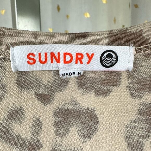 Anthropologie Sundry Side Ruched Bodycon Silhouette Animal Print Mini Dress Med. - Picture 6 of 9